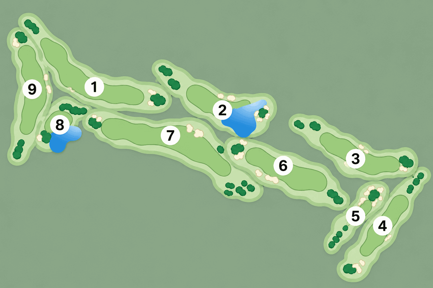 Illustrated hole layout for the Fodderstack nine