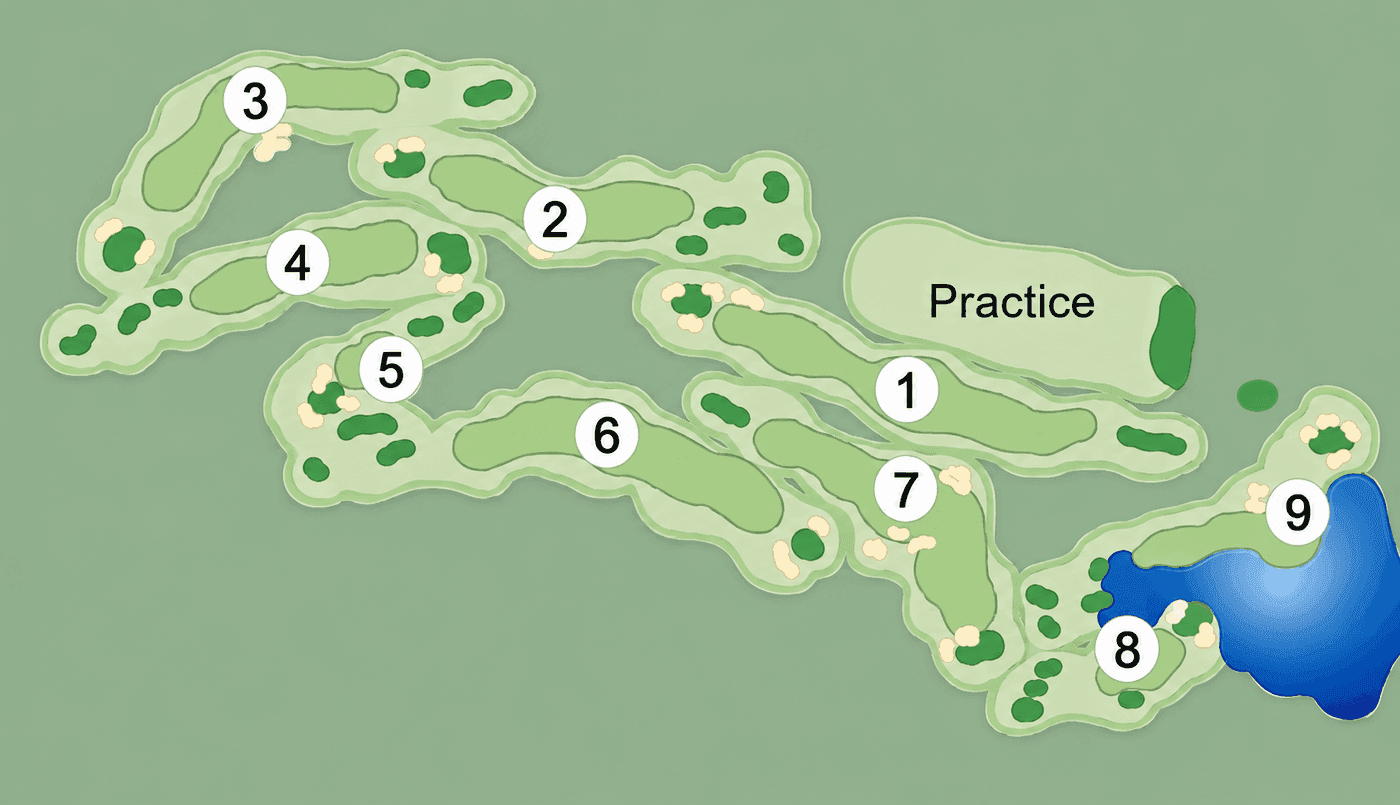 Illustrated hole layout for the Knobs nine
